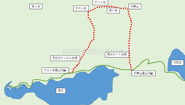 毛無山 十二ヶ岳 ハイキング マップ